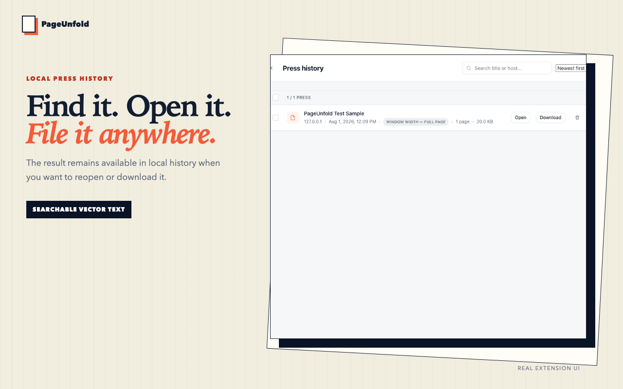 Real PageUnfold PDF preview showing searchable output